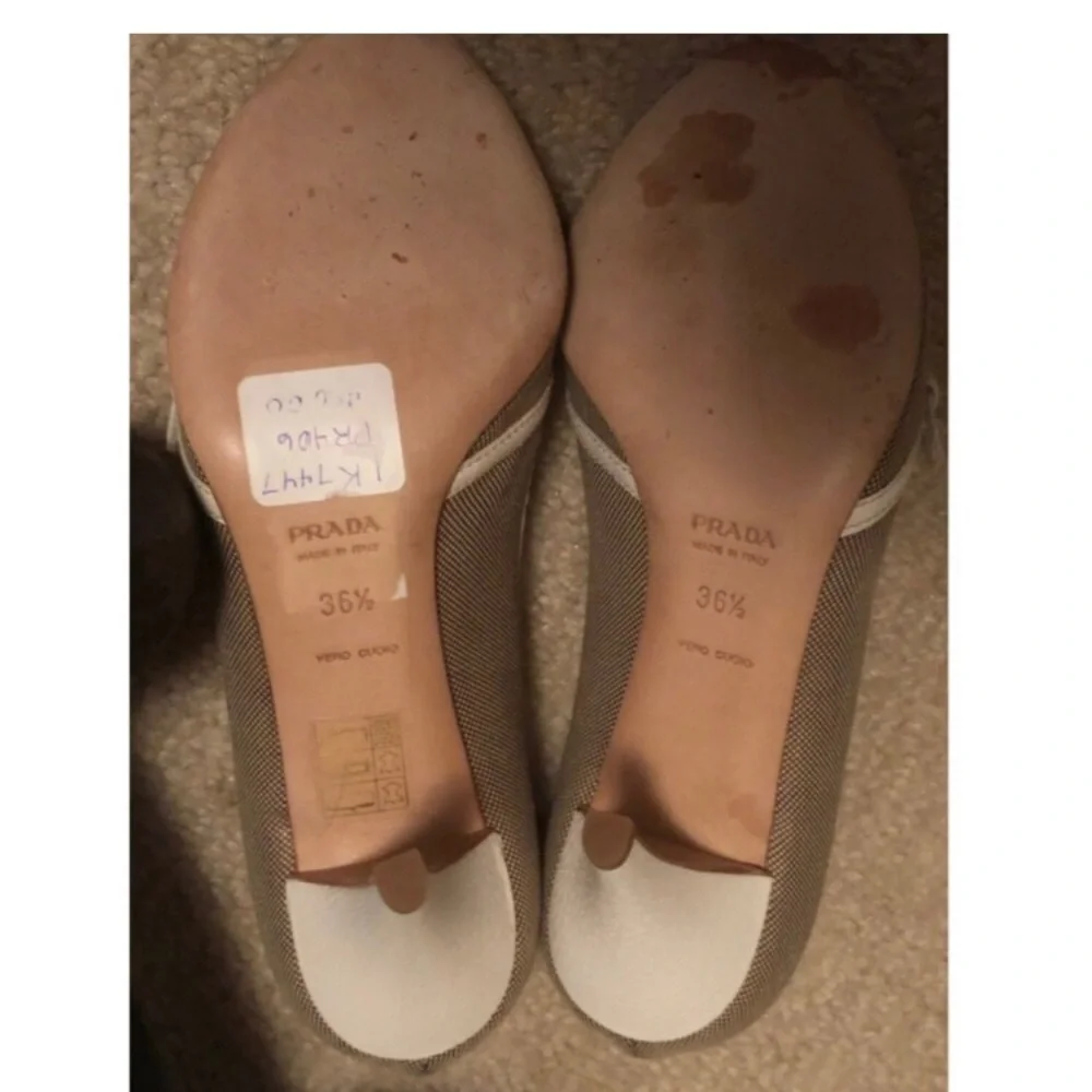 Prada Women's Peep-Toe Logo Heels - Picture 4 of 4